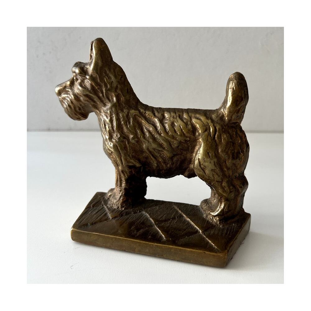 Scottish Terrier Scottie Dog Door Stop Book End Paperweight Brass Excellent